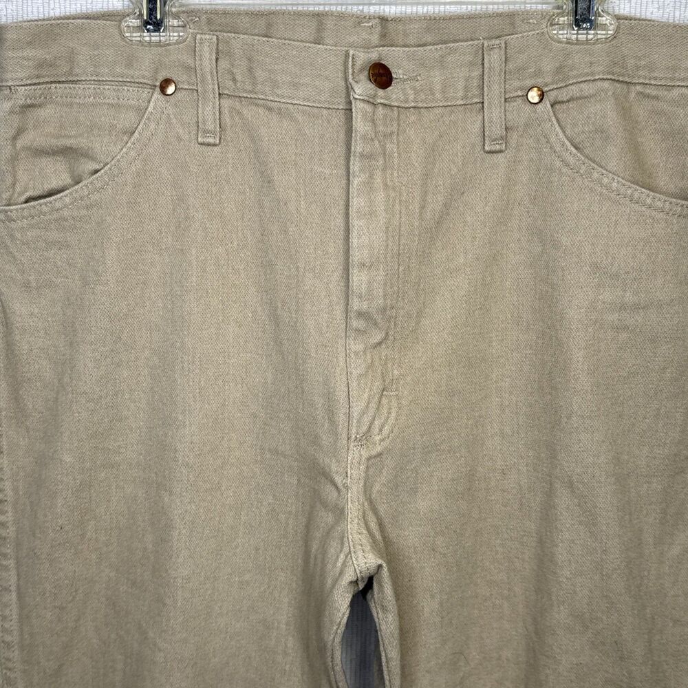 Wrangler Cowboy Cut Jeans Mens 36x34 Tan 936TAN Western Slim Fit Heavyweight Den - Picture 4 of 13